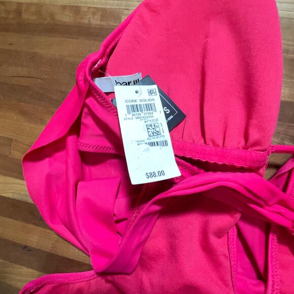 Bar III Solid Cowlneck One-Piece Swimsuit ruby pink, L - Picture 3 of 8